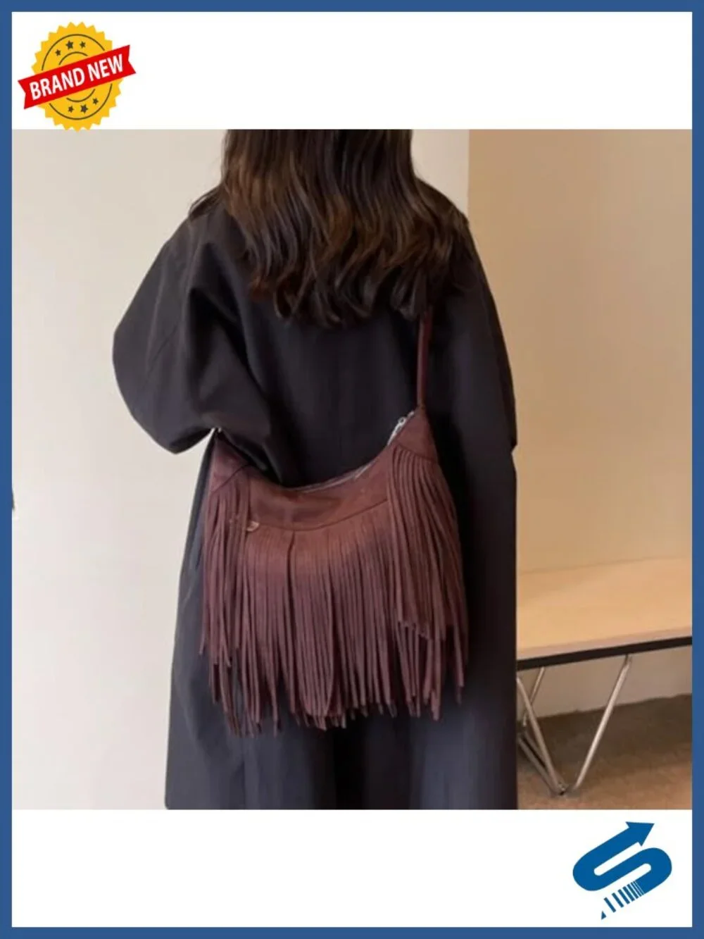 Vintage Suede Fringe Hobo Bag Tote Shoulder Crossbody Hippie Western Cowgirl